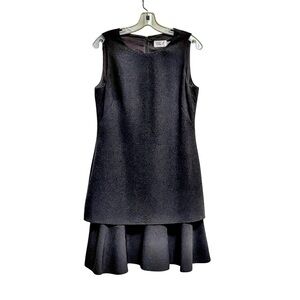 Eliza J Black Tiered Cocktail Dress | Size 10 | Sleeveless Elegant Minimalist